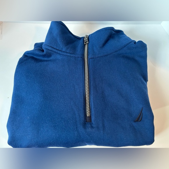 NWT Nautica Navy Pullover Sweatshirt With Zipper Men’s Large - Picture 3 of 12